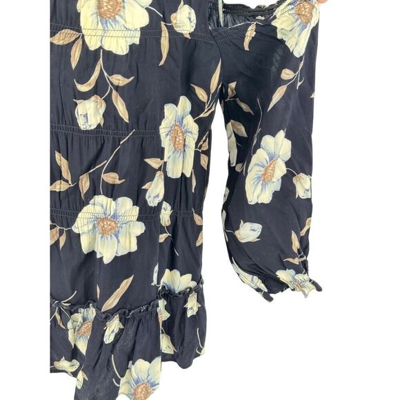 Entro Black Floral Cold Shoulder Peplum Blouse Women’s Size S – Boho Summer Top - Picture 2 of 12